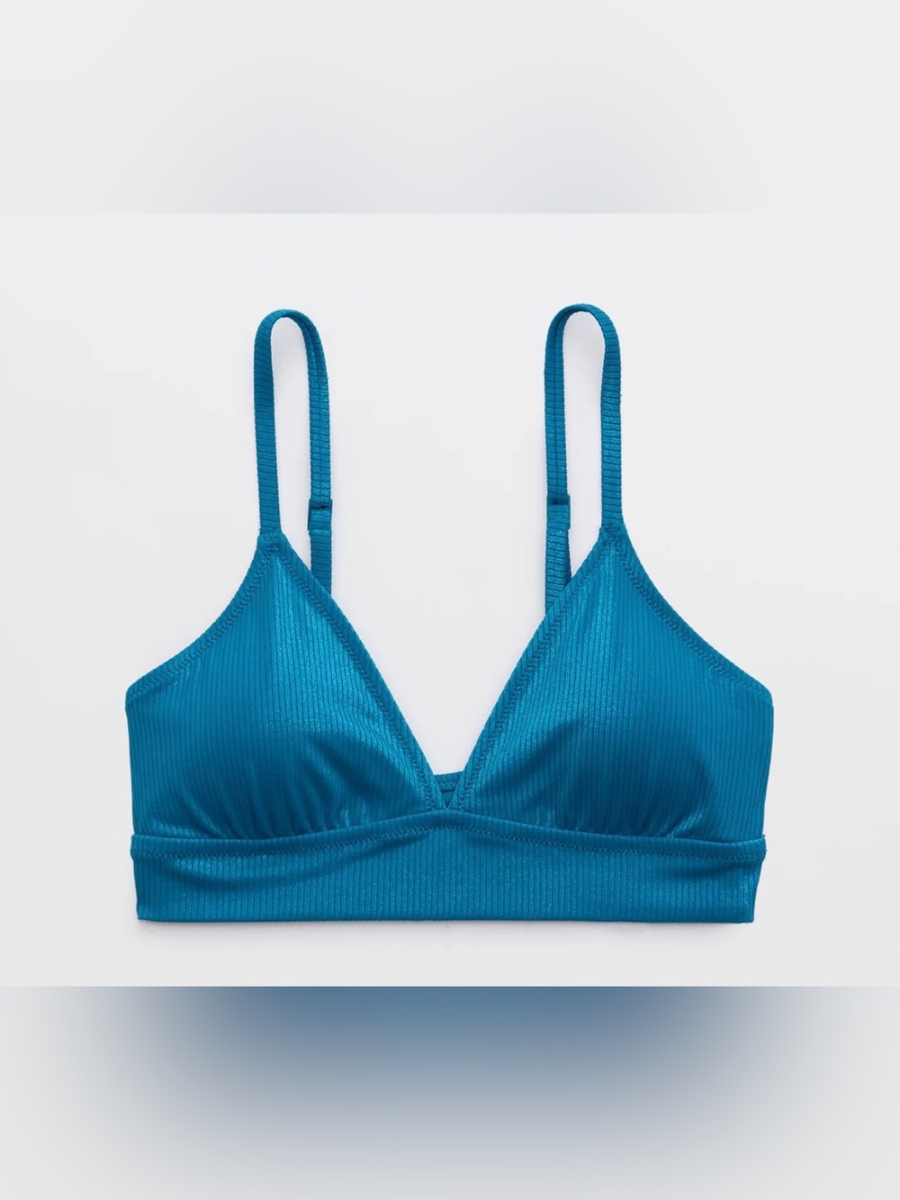 NWT Aerie Metallic Triangle Banded Bikini Top in Fresh Teal - Sz XXL
